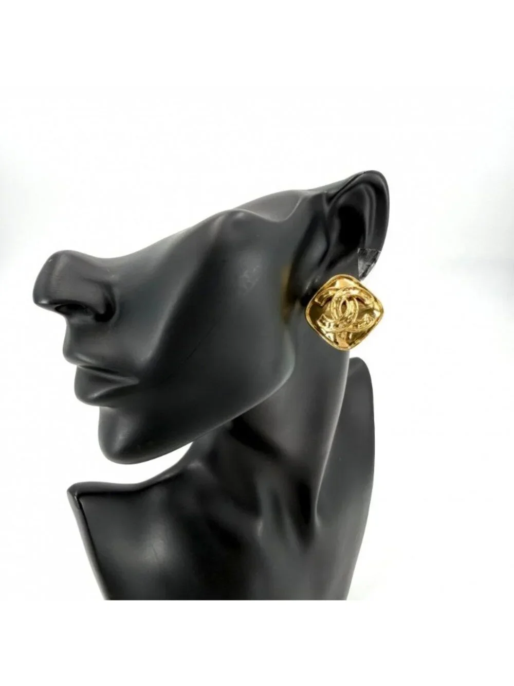 Chanel Earrings CC Logo Vintage Gold Plated